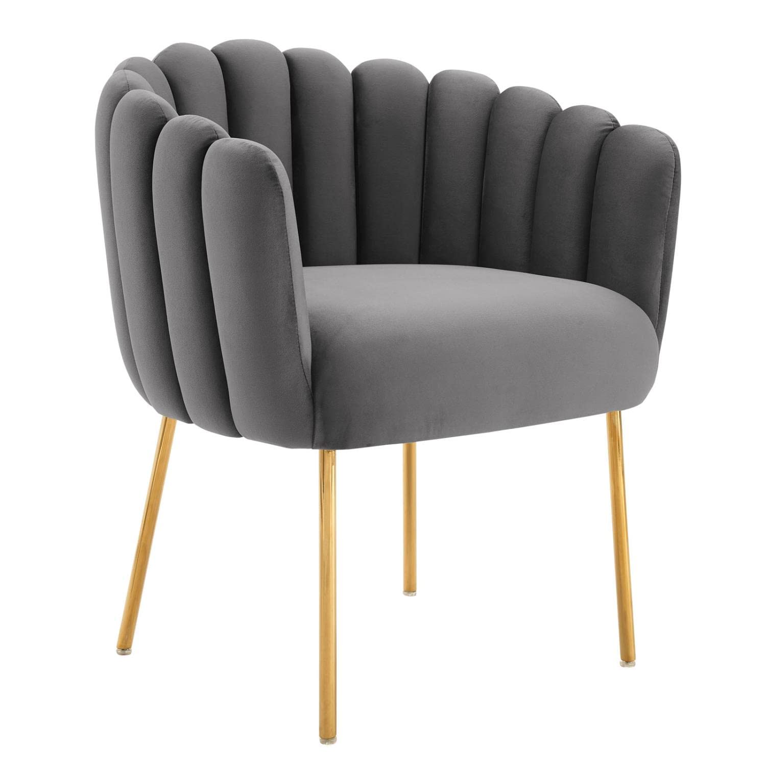 Modway Sanna Modern Channel Tufted Performance Velvet Armchair In Gray/Gold